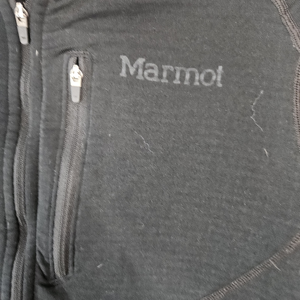 Marmot Womens Medium 1/4 Zip Sweatshirt Polartec Fleece Lined Black Chest Pocket - Picture 3 of 13